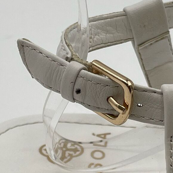 ISOLA Sandal Women’s Size 10 White Leather Rhinestone Thong Slingback Flat - Picture 9 of 14